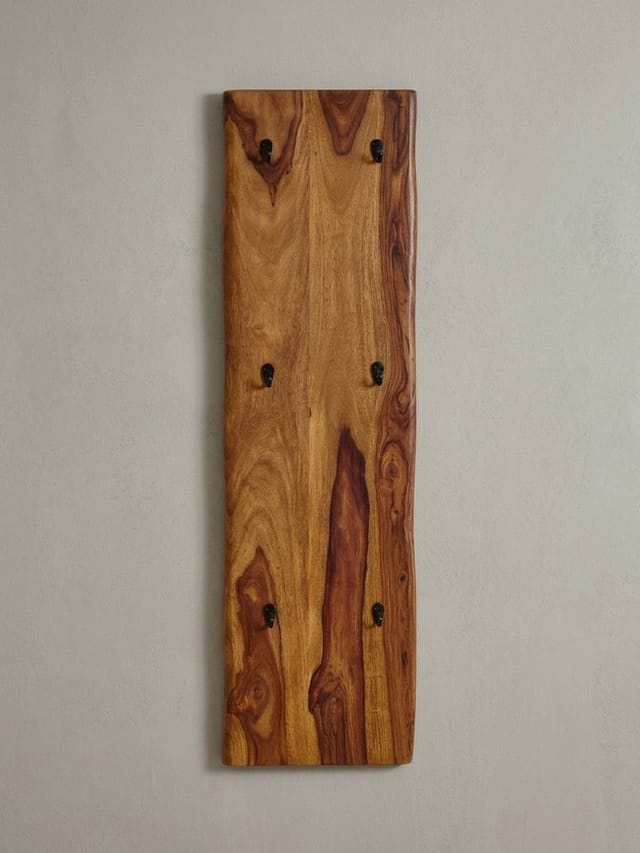 KADIMA DESIGN Wandgarderobe Garderobe Massivholz & Metall Flurgarderobe Natürlich 6 Haken