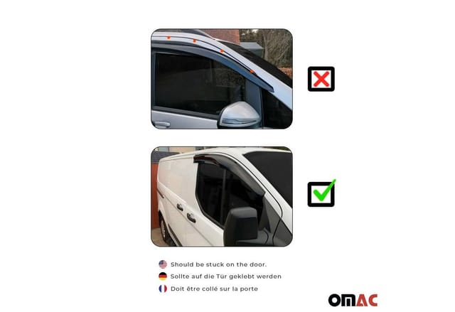 OMAC Lüftungsgitter 4x Windabweiser für Ford Focus 2018-2025 Schrägheck Limo Dunkel (4 St), Aerodynamisch, Einfache Montage, Waschstraßenfest