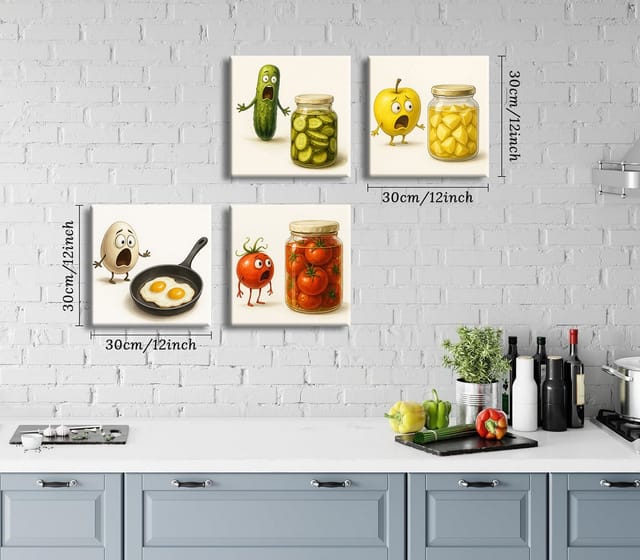 Visario Bild mit Rahmen 4er Set auf Leinwand Natur Meer fertig gerahmt, sofort aufhängbar., 6618 (4 St)