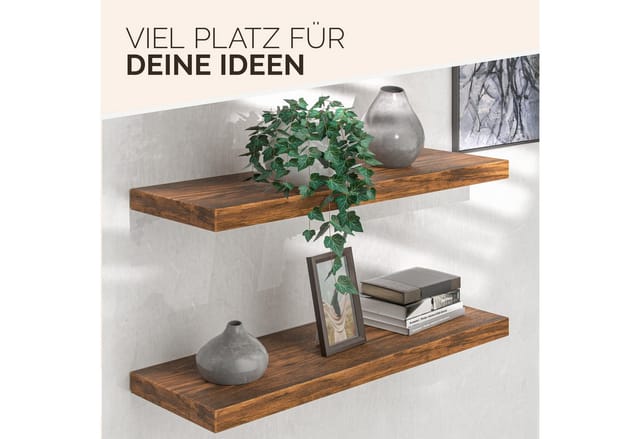 Casaria Wandregal, Dunkle Eiche Hängeregal mit Halterung 15kg Tragkraft Wohnzimmer 70cm