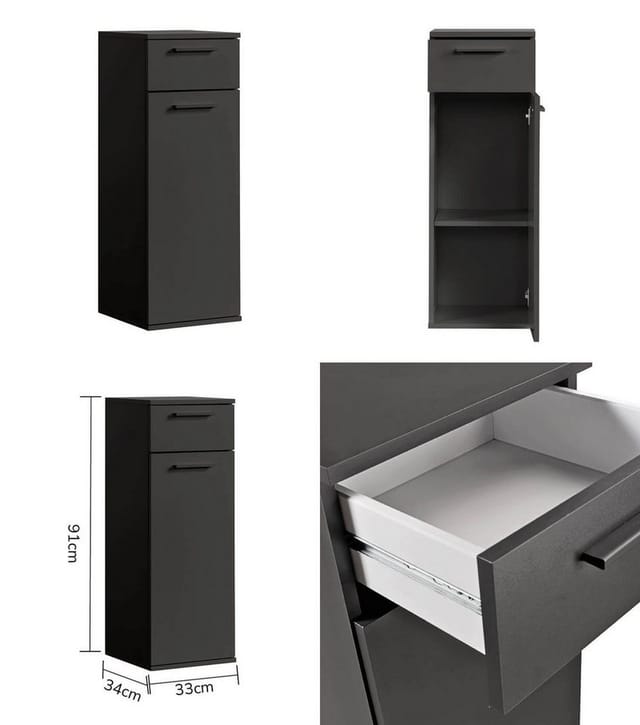 mokebo Badmöbel-Set Der Steuermann, (2-teilig), Made in Germany, Badezimmerschrank, Badschrank, Set in Anthrazit