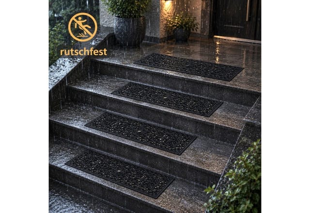 BURI Fußmatte Stufenmatte Gussoptik Treppe Fußmatte Gummimatte Gusseisen