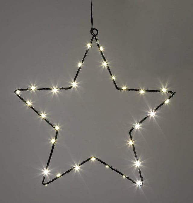 Spetebo LED Stern LED Metall Leuchtstern zum Hängen schwarz - 30 cm, Timerfunktion, LED fest verbaut, warm weiß, Stern Silhouette warm weiß beleuchtet für Außen