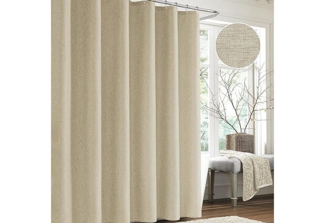 LuxusKollektion Duschvorhang Duschvorhang Leinen Taupe Anti Schimmel 182x214cm wasserdicht