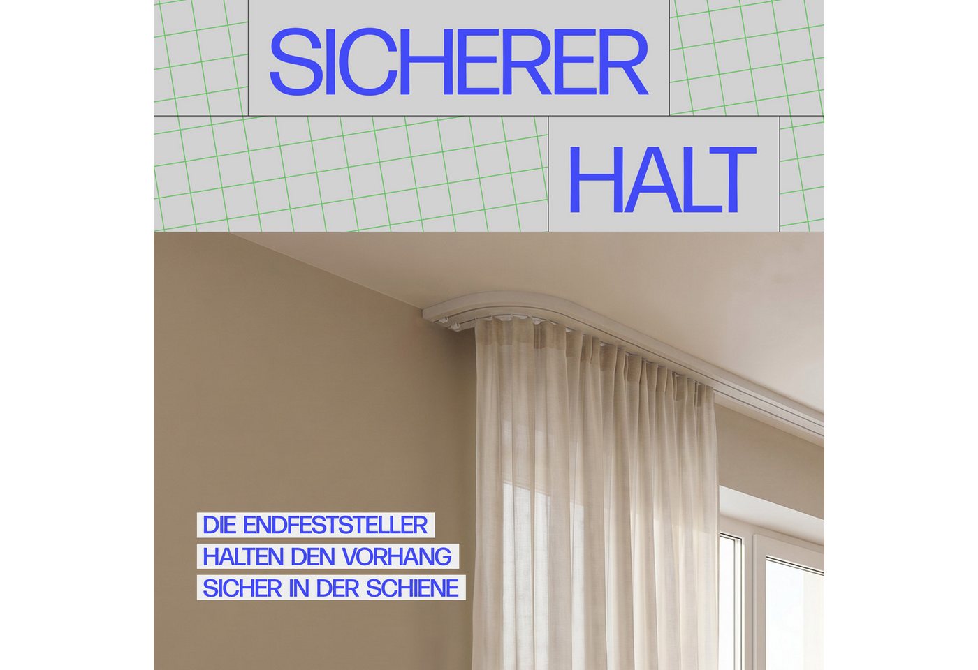 Bestlivings Feststeller Gardinenstopper, Gardinenschienen, Innenlaufschienen, (6-St), Endfeststeller, Kunststoff, für alle gängigen Schienensysteme geeignet
