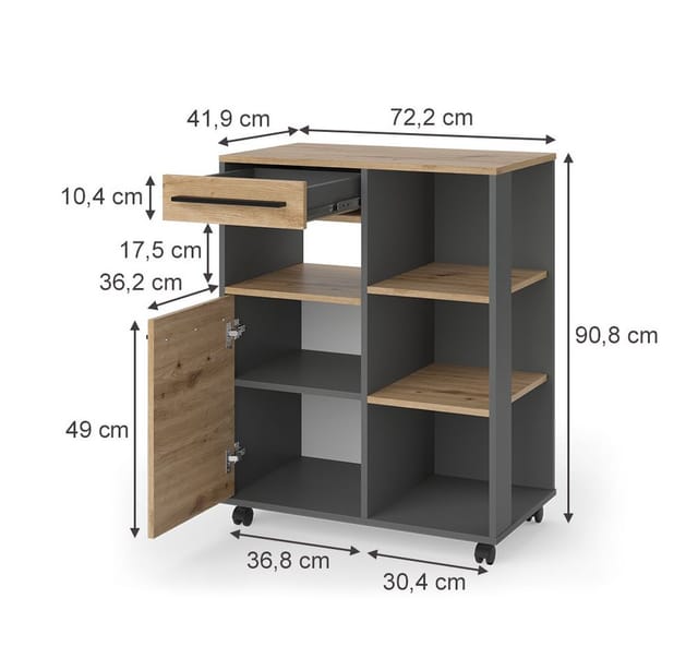 Vicco Küchenbuffet Pure, Artisan-Eiche/Anthrazit, 72.2 x 90.8 cm (1-St)