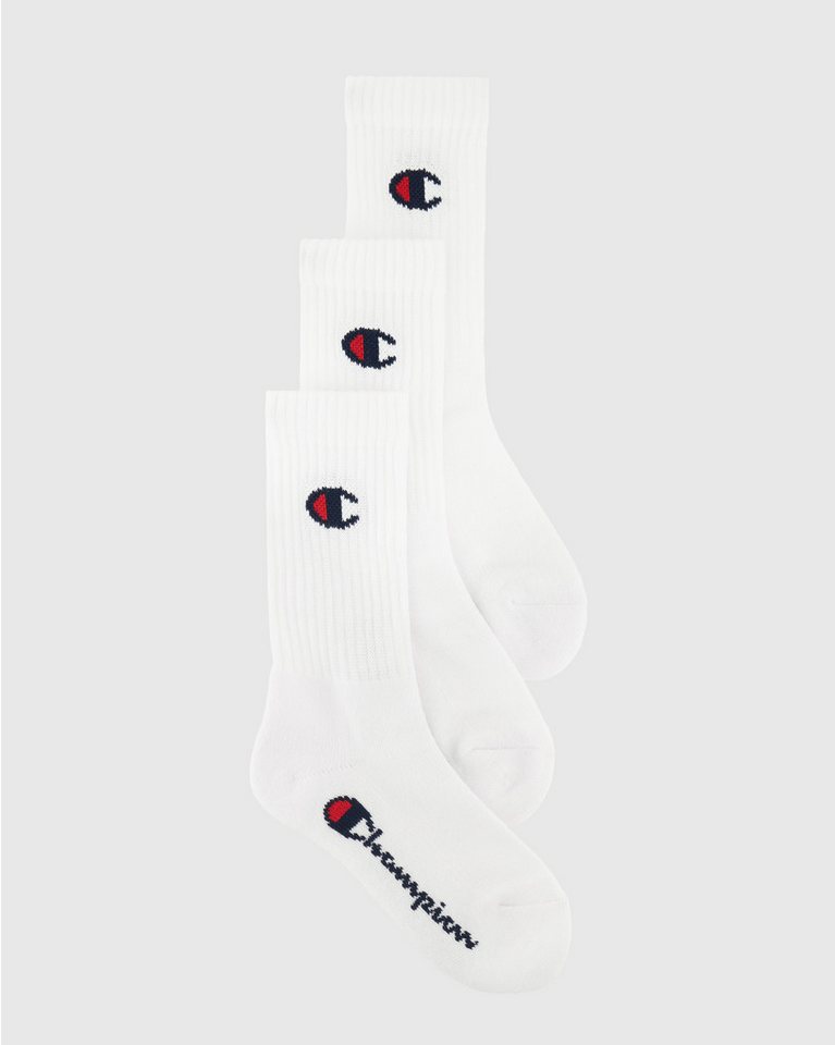 Champion Sportsocken 3 Pack Crew Socks (3-Paar) für Kinder, dreiteiliges Set, aus Baumwolle, Polyester und Elasthan
