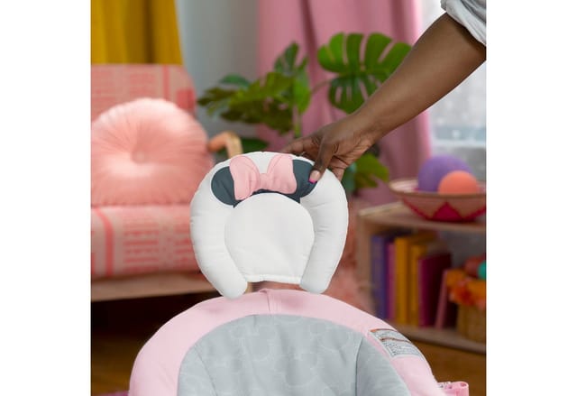 Bright Starts Babywippe Minnie Mouse Rosy Skies ™ Comfy Bouncer, mit Sound-Effekt
