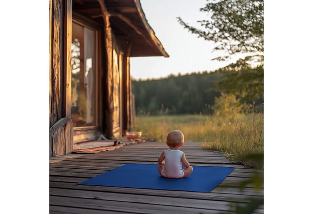 Eco Krabbelmatte Spielmatte (60x100cm, Blau), Öko-Tex 100 zertifiziert, komplett in Deutschland hergestellt