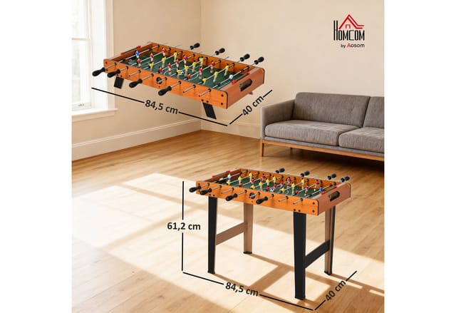 HOMCOM Mini-Tischkicker mit Punktezähler und Bällen (Tischfußball, 1-tlg., Spieltisch), für Spielzimmer, Naturholz