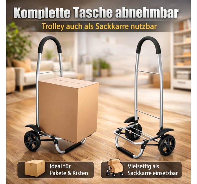 BigDean Einkaufstrolley klappbar 56L mit separatem Kühlfach 5L Einkaufsroller, 56 l, Viel Platz, Separates Kühlfach, Abnehmbare Tasche, Klappbar