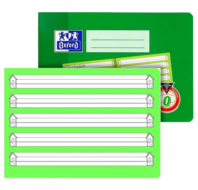OXFORD Schulheft 1 Schreibheft A5 quer liniert 16 Blatt grün Lineatur 0, DIN A5 quer, Lineatur 0