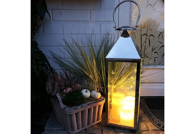 INDA-Exclusiv Laterne XXL Edelstahl-Laterne Gartenlaterne Windlicht 54cm