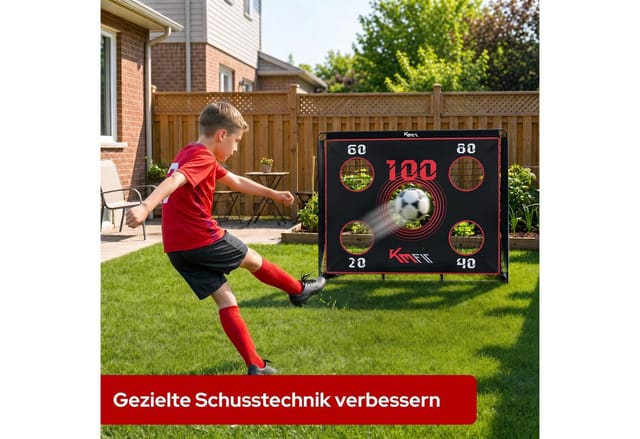 KM - Fit Fußballtor 2-in-1 Fußballtor 150x120 cm mit Zielplane & Tragetasche (2-in-1 Fußballtor mit Zielplane 150x120 cm), 2-in-1 Funktion, Zielplane, faltbar, wetterfest, inkl. Tragetasche