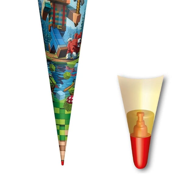 Roth Schultüte Block Game, 70 cm, rund, Filzverschluss, Roth-Spitze