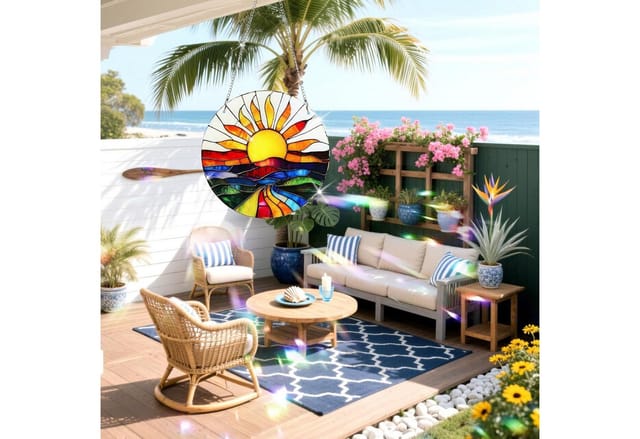 FOUORTUNATE-BEE Windspiel 2er-Set Sonnenfänger zum Aufhängen für Fenster & Balkon (2 St), Große Fensterdeko mit Kette für Garten, Wohn- & Schlafzimmer