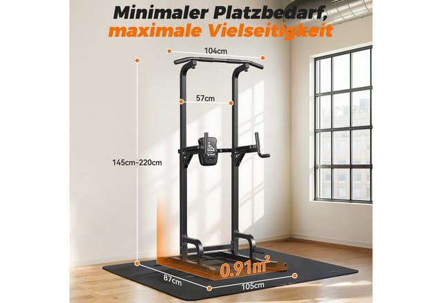 Sportsroyals Klimmzugstange für Zuhause & Heimfitness, bis 180 kg Belastung (1-tlg), Power Tower, Dip-Station, Kraftstation