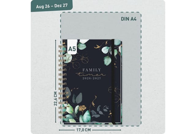 Häfft Terminkalender Family-Timer 2026/2027 / 17 Monate / A5, Wire-O-Bindung