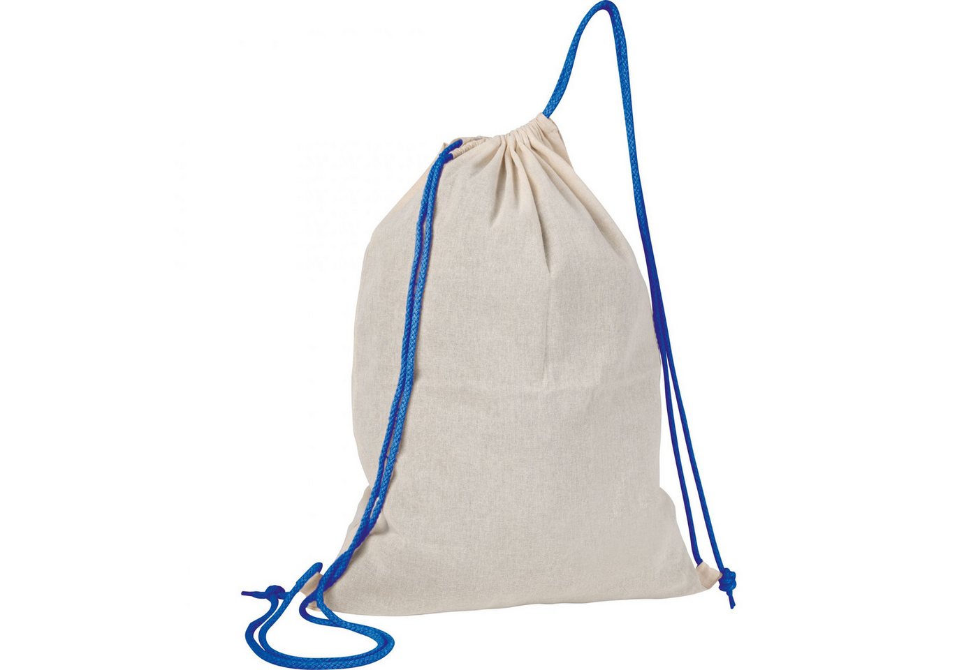 Easy Gifts Turnbeutel Baumwolle Gymbag / Sportbeutel / Turnbeutel / weiß mit blauen Kordelzü