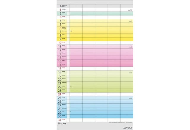 Korsch Verlag Wandkalender Familienplaner Farbenspiel 2027