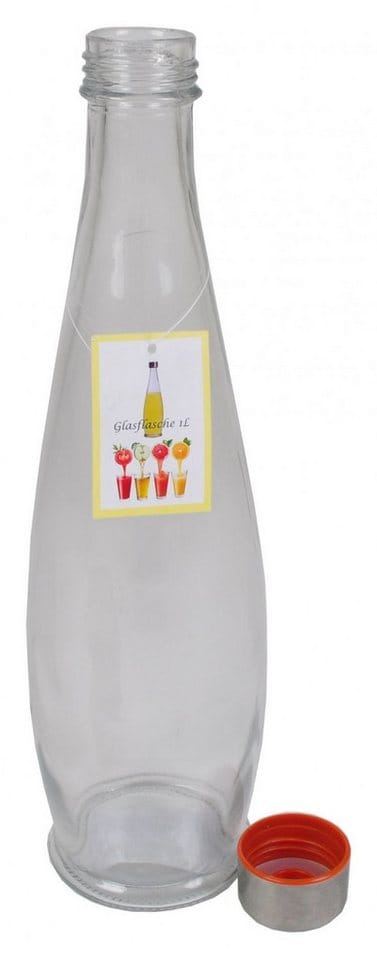 BURI Trinkflasche 6x Glasflasche 1L mit Schraubdeckel Flasche Schraubverschluss Saft Mos