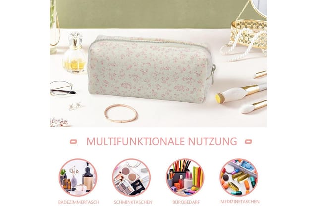 Agger Federmäppchen Federtasche mit Reißverschluss, Mäppchen mit Aesthetic Blumen, Kosmetiktasche und Geldtasche für Schule Büro