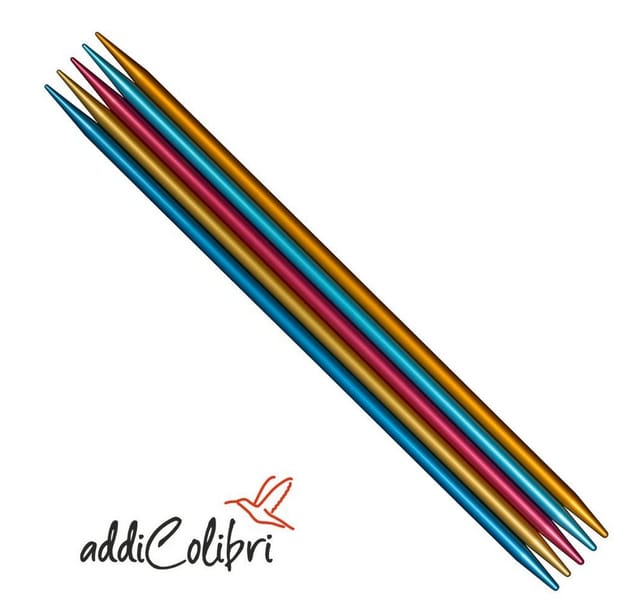 addi Strumpfstricknadeln addiColibri colibri Nadelspiel 204-7 Länge 15/20 cm, Ultraleichtes Nadelspiel für ermüdungsfreies Stricken