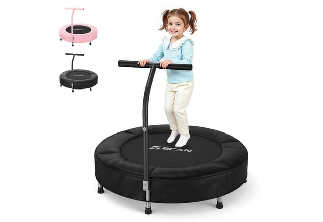 BCAN Kindertrampolin für 1-6 Jährige, mit Schaumgriff & lückenloser Polsterung, Ø 91 cm, (1 tlg), gelenkschonend für Indoor-Spiel