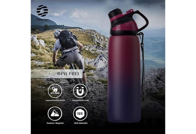 LuxusKollektion Trinkflasche Trinkflasche Edelstahl 1L Thermo Auslaufsicher Rot&lila 800 ml