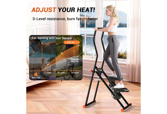 BAYMATE Stepper Stepper Gewichtskapazität Klettertrainingsgerät Heimfitnessgerät (mit LED-Anzeige Klappbarer Fitness-Trainer Stepper-Maschine für effektives Training 110kg)
