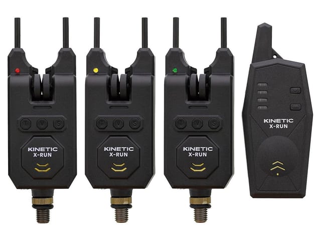 Kinetic Bissanzeiger X-RUN BITE ALARM SET 3+1 Bissanzeiger + Empfänger + Koffer - Funk, (4-St), Lautstärkeregler kann auf Null eingestellt werden