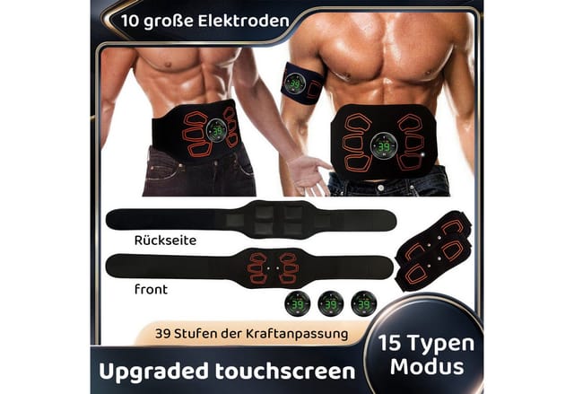 MOPUEA Bauchtrainer Bauchmuskeltrainer Bauchmuskel Trainingsmaschine (Flexible Anwendung Im Alltag, Effektives Training Mit Einstellbaren Modi), EMS Funktion, 15 Modi, 39 Intensitätsstufen, USB aufladbar, tragbar
