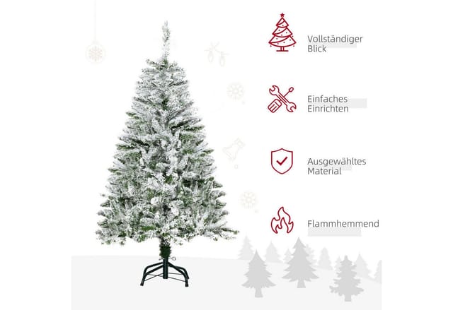 HOMCOM Künstlicher Weihnachtsbaum 120cm mit Kunstschnee 200 Astspitzen