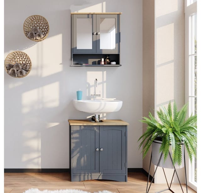Vicco Badmöbel-Set Bianco Grau 2 Teile