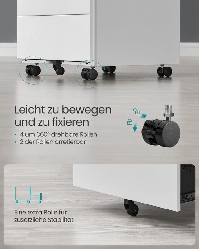 Songmics Rollcontainer 69 cm x 45 cm x 39 cm Weiß