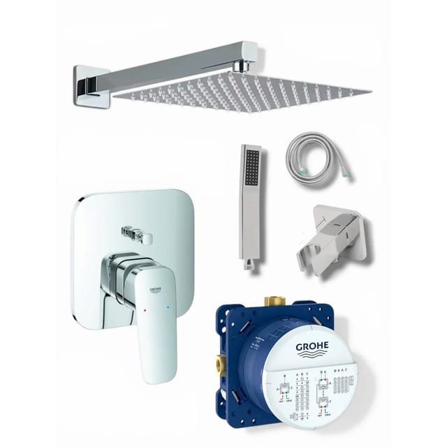 Grohe Rapido Grundkörper mit Cube Farbset Kopfbrause Handbrause Set Chrom