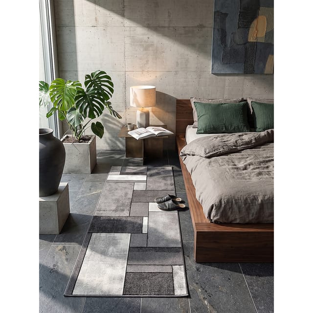 Läufer Kurzflor Grau 60x110 cm - BIENO Kadima Design