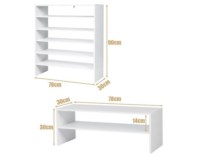 Costway 5-stufiger Stapelbare Schuhschrank Holz Weiß