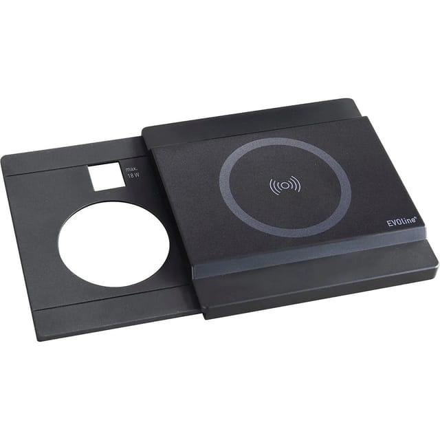 Evoline Disq Schiebedeckel Wireless Charger für Circle80 Einbausteckdose Schwarz