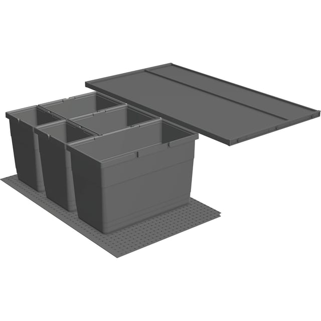 Ninka Abfallsammler Eins2vier für Merivobox Korpusbreite 900mm Seitenwand 16mm 2x6, 2x13,5, 1x21, Kunststoff Dunkelgrau