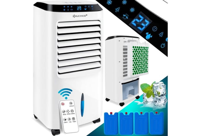 KESSER® 4in1 Mobile Klimaanlage Fernbedienung Klimagerät Ventilator Klimaanlage 10 L Tank Timer 3 Stufen Ionisator Luftbefeuchter Luftkühler