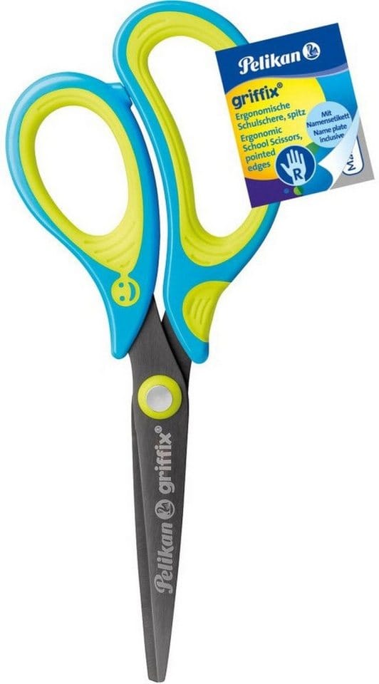 Pelikan Papierscheren Schulschere griffix rechts spitz neon Fresh Blue