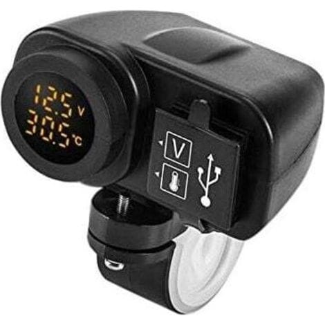 12v Und 5v Usb-ladegerät Für Motorräder, 2,1a Und 12v Mit Led-anzeige, Voltmeter Und Thermometer.
