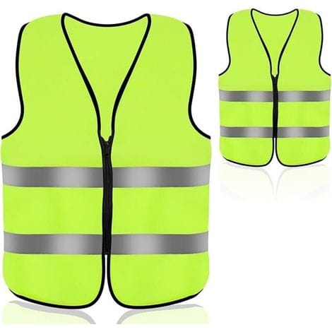 Fluoreszierend Gelbe Sicherheitsweste Für Autos, Ideal Für Nächtliche Rettungseinsätze Am Straßenrand, Mit Hochwertigen Reflexstreifen.