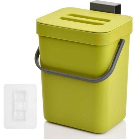 Küchenkomposteimer – Kunststoff-küchenkomposteimer Für Bioabfälle – Tischabfalleimer Mit Deckel – Kleiner Abfalleimer Für Unter Küchenschränke – Neutralisiert Gerüche – Grün, 5 Liter