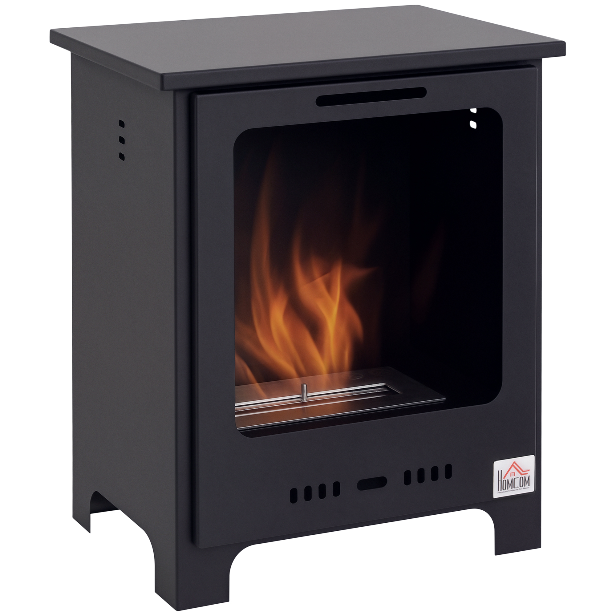 Bioethanol Kamin 0,9 L Ethanol Brenner, 3 Std. Brenndauer, Innenkamin Ohne Rauch, Metall, 40 X 30 X 50 Cm, Tischkamin Für Wohnzimmer & Schlafzimmer - Homcom