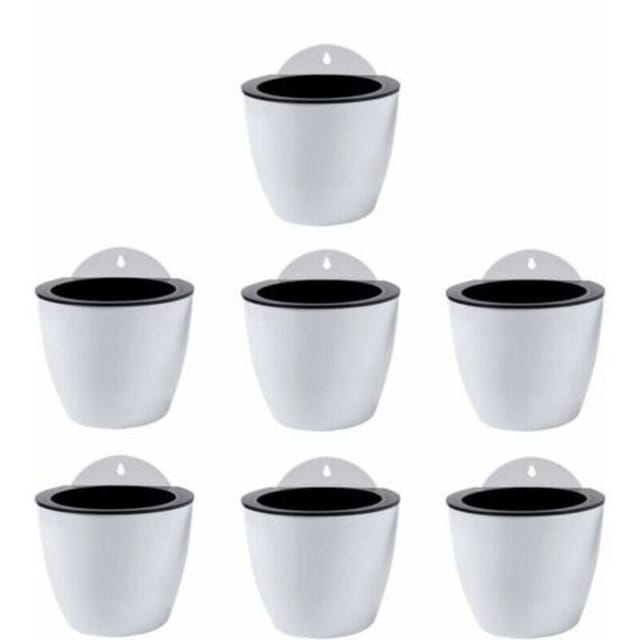 [niemals Verwendet] Hängende, Selbstbewässernde Pflanzgefäße, 7er-set, Wanddekoration, Blumentöpfe Für Drinnen Und Draußen, Weißer Kunststoff, Groß, 18 Cm