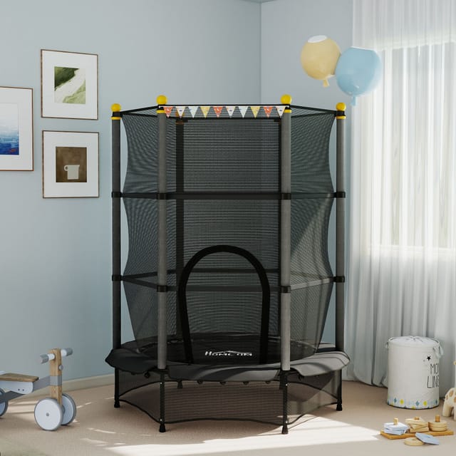 1,4 M Kindertrampolin, Indoor- Und Outdoor-trampolin Für Kleinkinder, Mit Sicherheitsnetz, Federloses Design – Blau