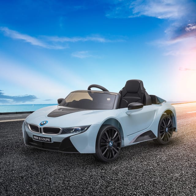Elektroauto Für Kinder Von 3–8 Jahren, 6v, Lizenziertes Bmw I8 Coupé Mit Fernbedienung, 2 Türen, Licht Und Musik, Elektrisches Spielzeugauto Aus Pp Und Metall, 115 X 72,5 X 46 Cm, Blau
