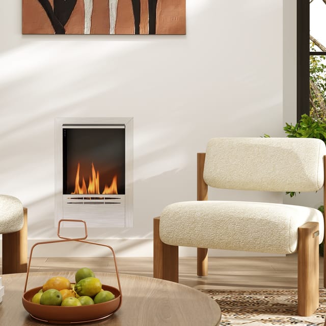 Wandmontierter Bioethanol-kamin Mit 0,9-liter-brenner Für 3,3 Stunden Brenndauer, Einbau-bioethanol-kamin Aus Stahl, Ethanol-kamin Für Den Innenbereich Mit 20 M² Abdeckung, 48 X 18 X 59 Cm, Silber